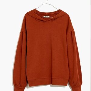 Madewell Pleat-Sleeve Shrunken Hoodie, Size L